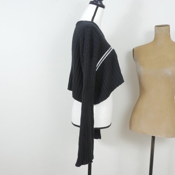 Seek The Label Black Ribbed Cropped Long Sleeve Size Small Sweater - Picture 6 of 11